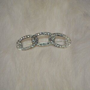 Vintage Rhinestone Brooch Pin of 3 Interlocking Rings